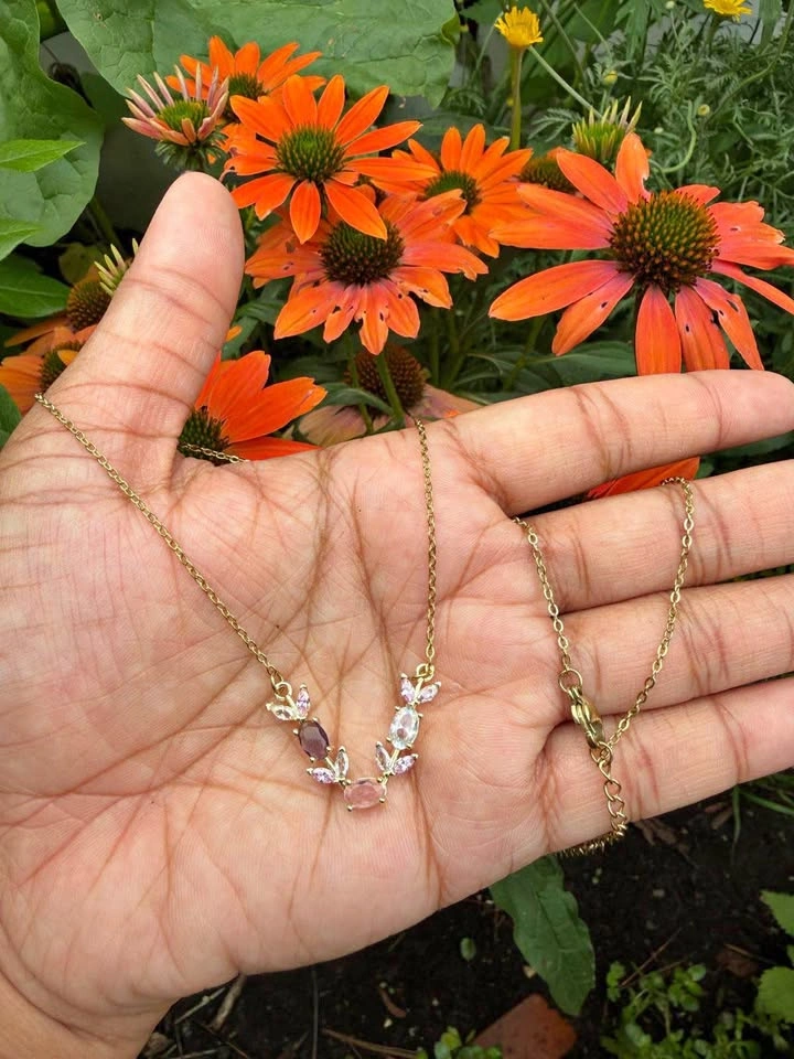 Pink Purple Tulips Necklace
