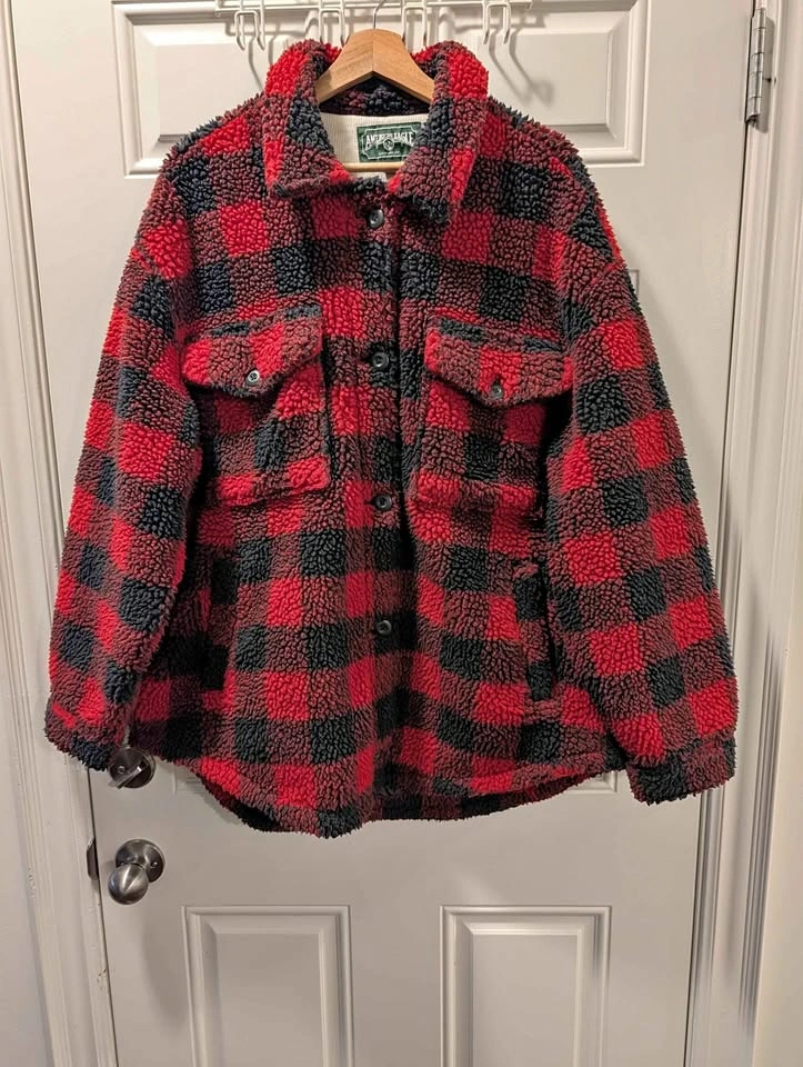 American Eagle Buffalo Plaid Sherpa Shacket - Size XL