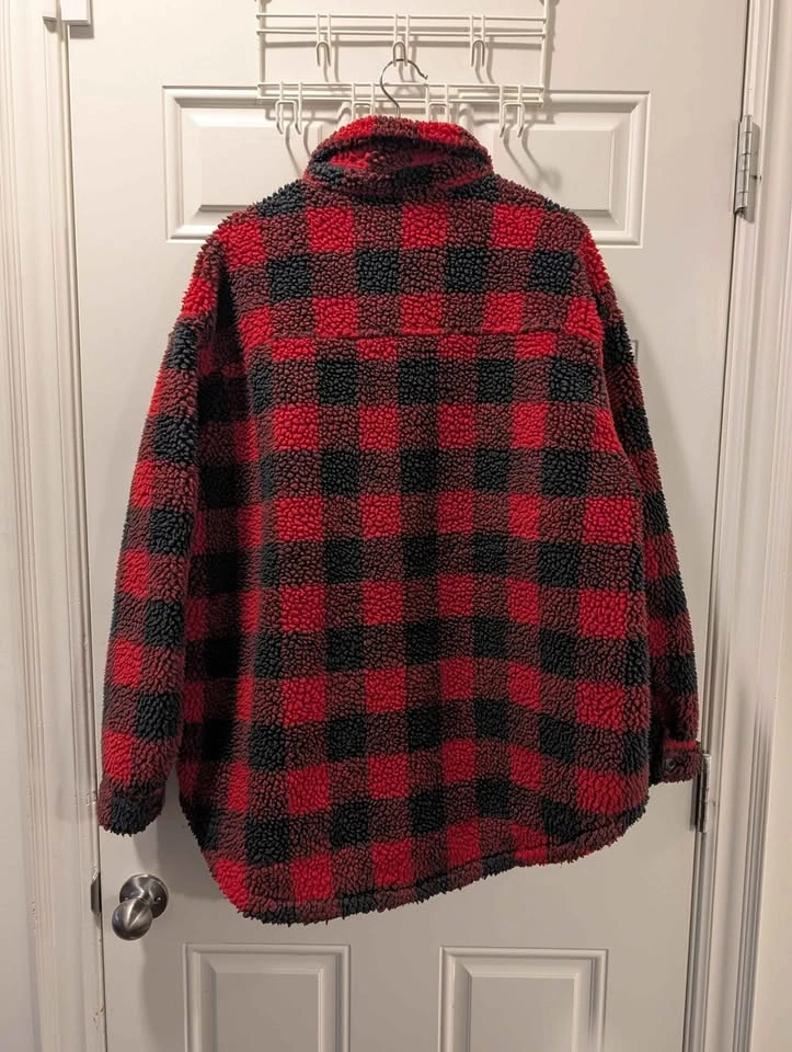 American Eagle Buffalo Plaid Sherpa Shacket - Size XL - photo 2