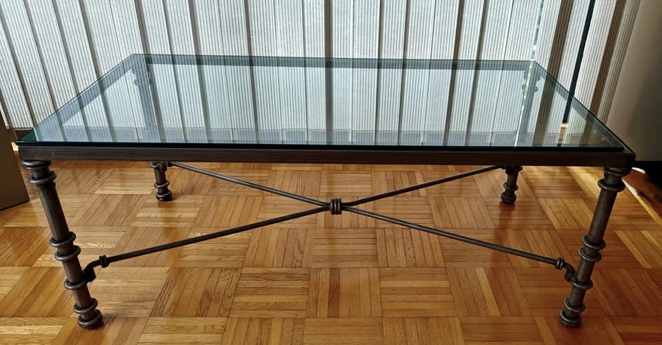 Vintage Diego Giacometti Style Wrought Iron & Glass Coffee Table - photo 2
