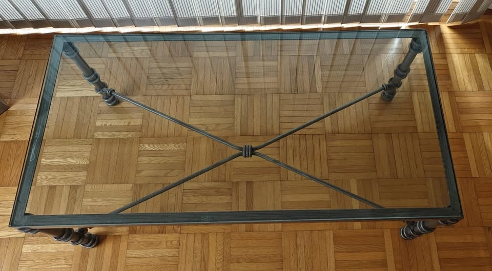 Vintage Diego Giacometti Style Wrought Iron & Glass Coffee Table - photo 3