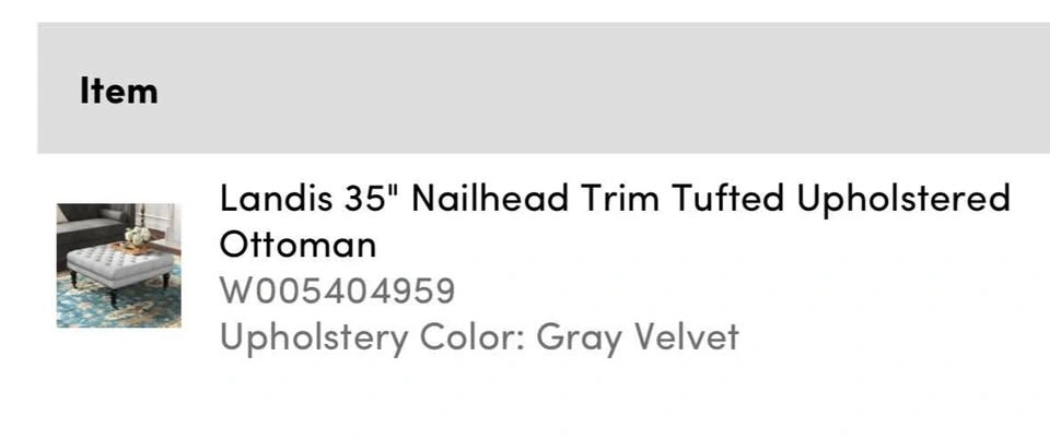 Ottoman - Nailhead Trim Tufted - Gray Velvet - photo 2