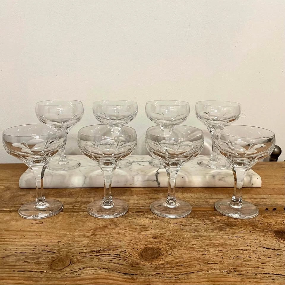 VTG Atlantis Evora (Cut), Champagne/Tall Sherbet Glasses, 5.5” H