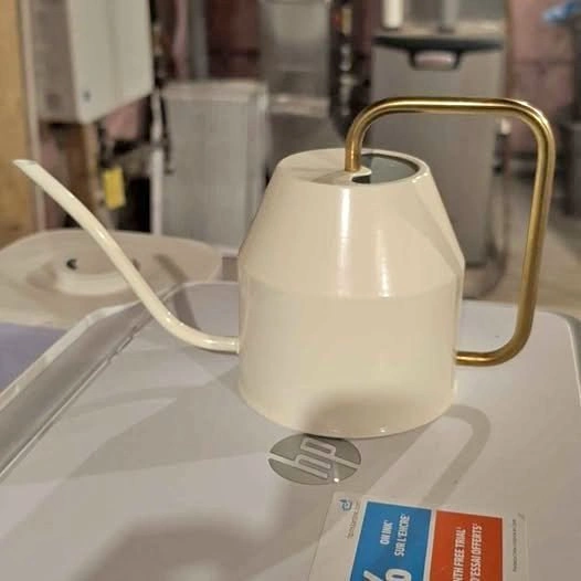 Gold and White Aluminum Watering Can