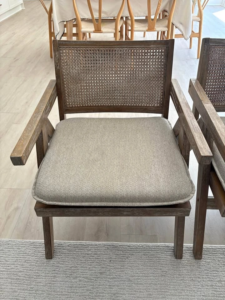 Wooden Cane Back Armchairs