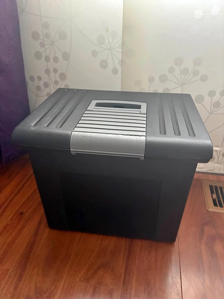 Portable Plastic File Storage Box with folders