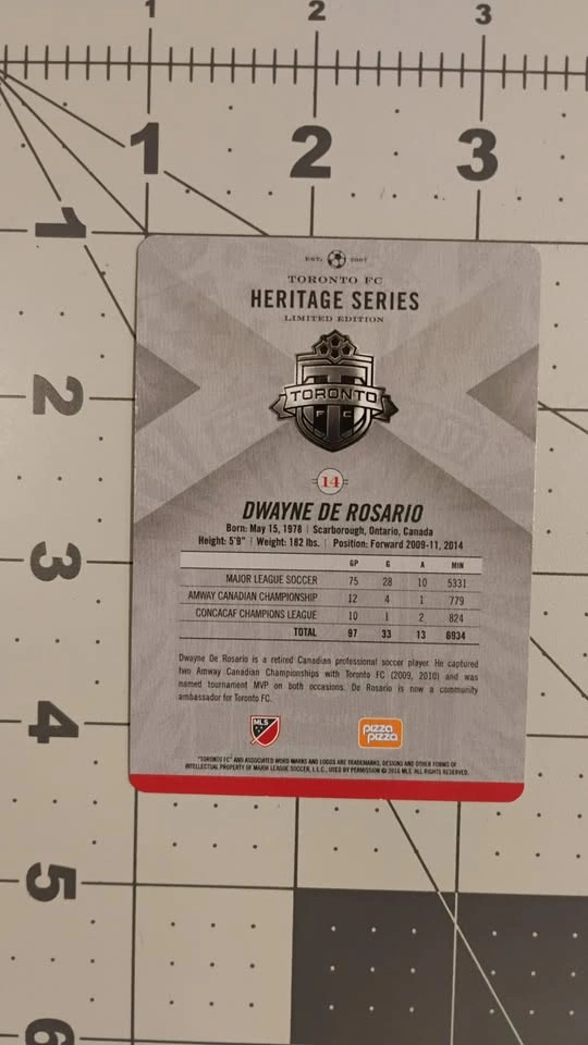 Toronto FC TFC Dwayne De Rosario Heritage Series Trading Card - photo 2