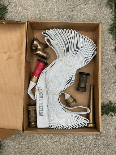 Potter Roemer 100 Firefighter Fire Hose w/ 4 Brass Fittings