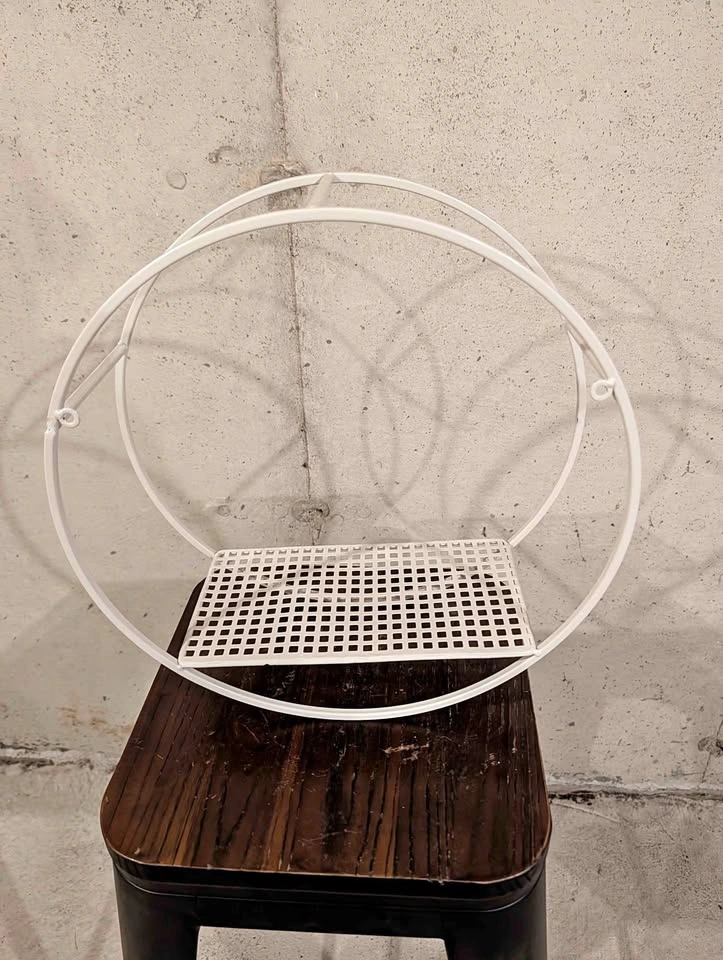 White Circular Metal Wall Shelf