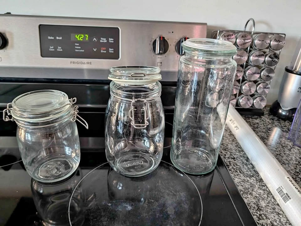 IKEA KORKEN Glass Jars with Lids - Set of 3