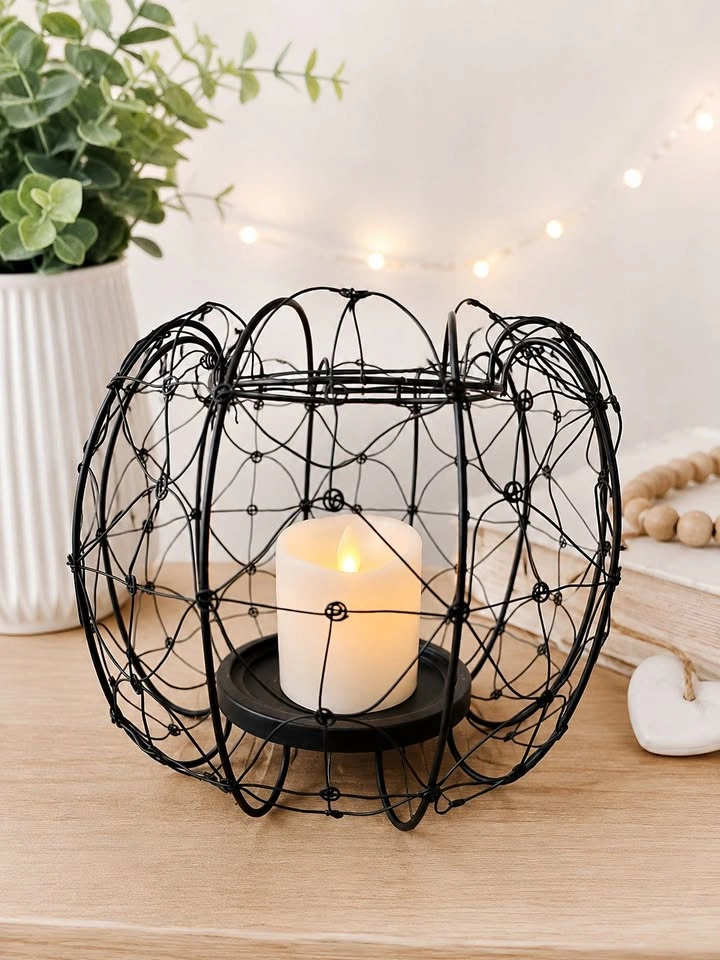 PartyLite Decorative Black Wire Lace Candle Holder