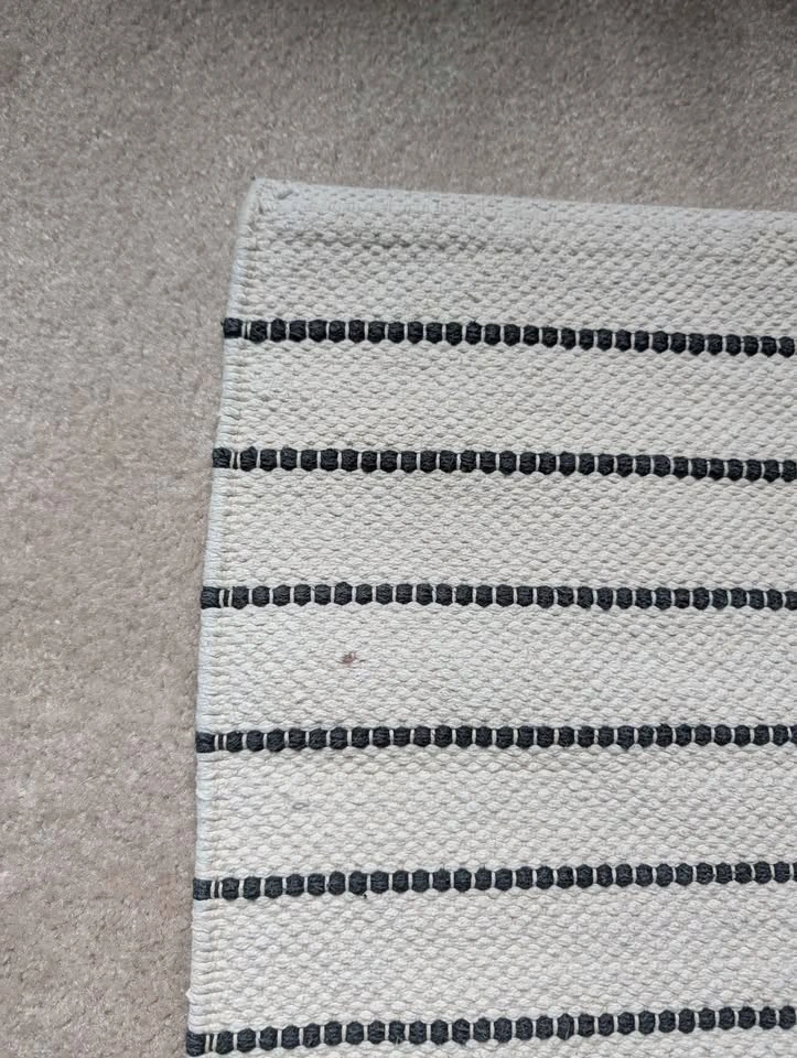Cream and Black Striped Runner Rug - photo 2