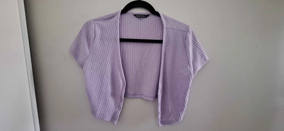 Short Sleeve Cardigan, Light Purple - photo 2