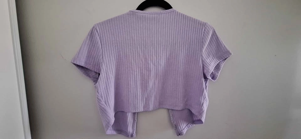 Short Sleeve Cardigan, Light Purple - photo 3