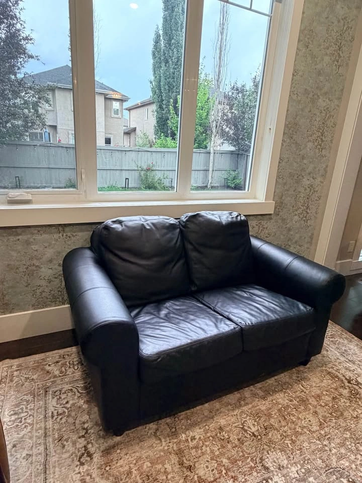 Black Faux Leather Loveseat - photo 3