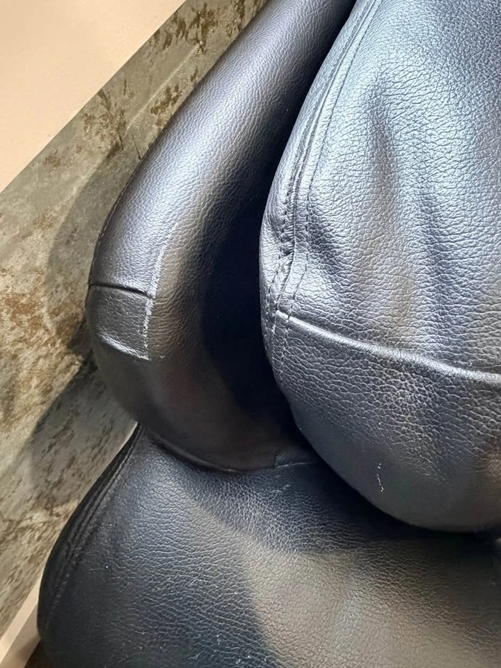 Black Faux Leather Loveseat - photo 5