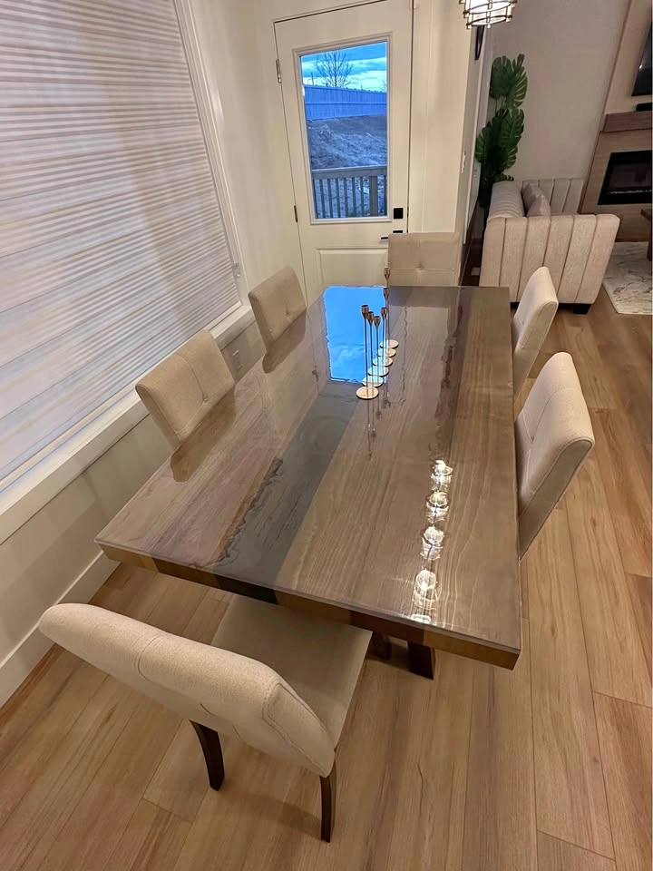 Modern Wood and Resin Dining Table