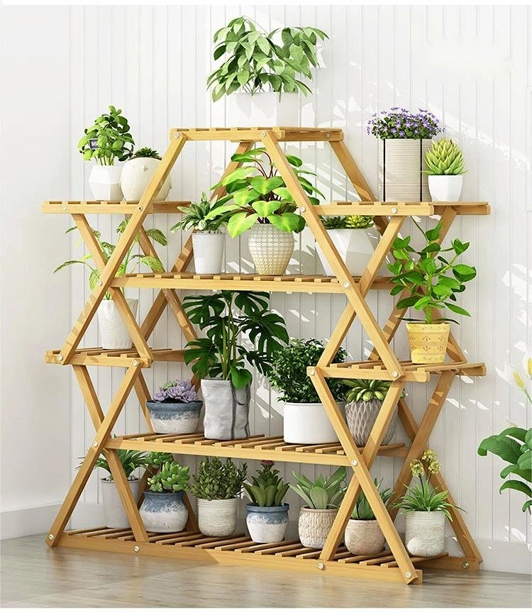 Brand New Multi-Layer Bamboo Plant Floor Stand - Large