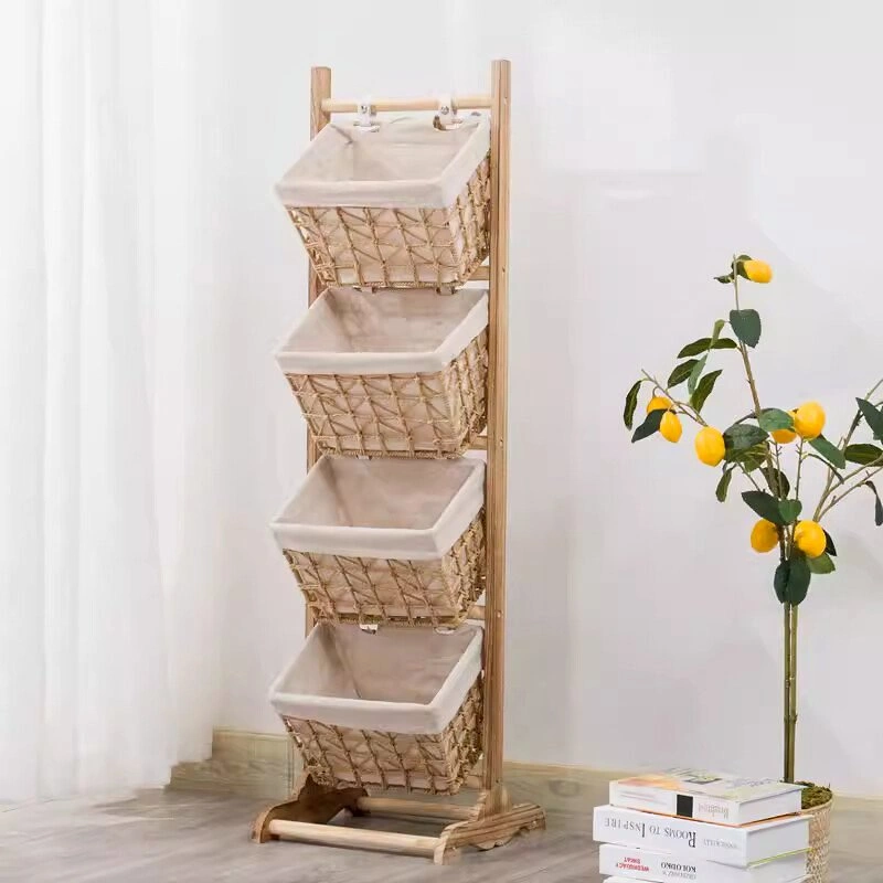 A961 - BS037 Sycamore Wood Floor-Standing Storage Rack