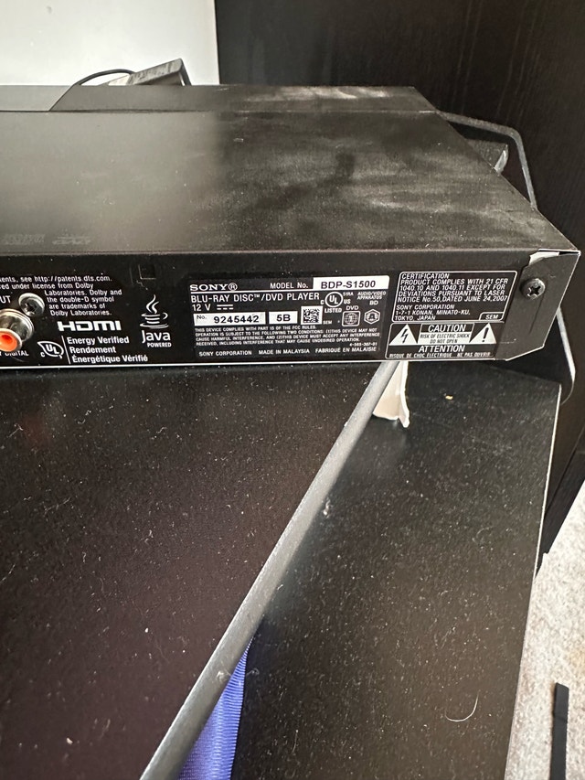Sony BDP-S1500 Blu-ray Disc/DVD Player - photo 3