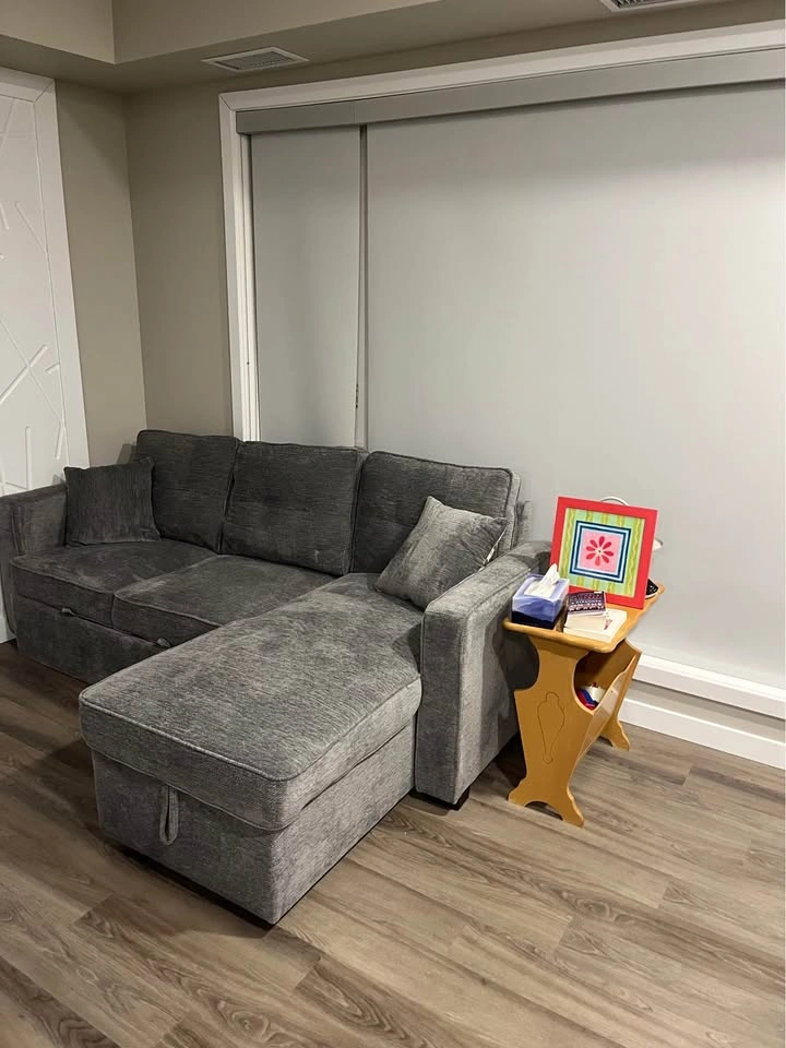 Grey Fabric Sectional Sleeper Sofa with Storage Chaise - photo 2