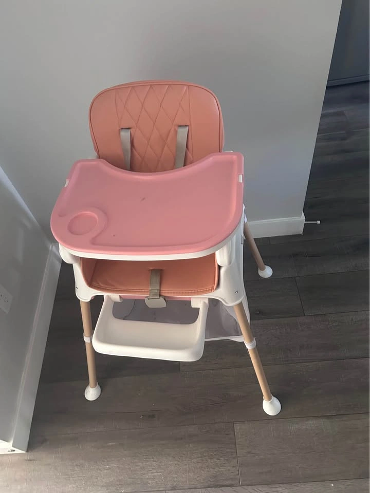 Pink Baby High Chair with Tray & Storage Basket - photo 2