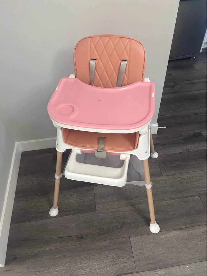 Pink Baby High Chair with Tray & Storage Basket - photo 5