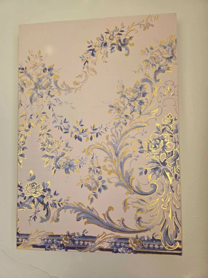 Beautiful Shabby Chic Floral Print on Wood with Gold accents 16x - photo 4