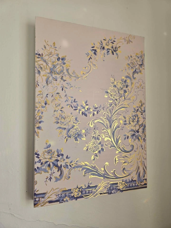 Beautiful Shabby Chic Floral Print on Wood with Gold accents 16x - photo 5