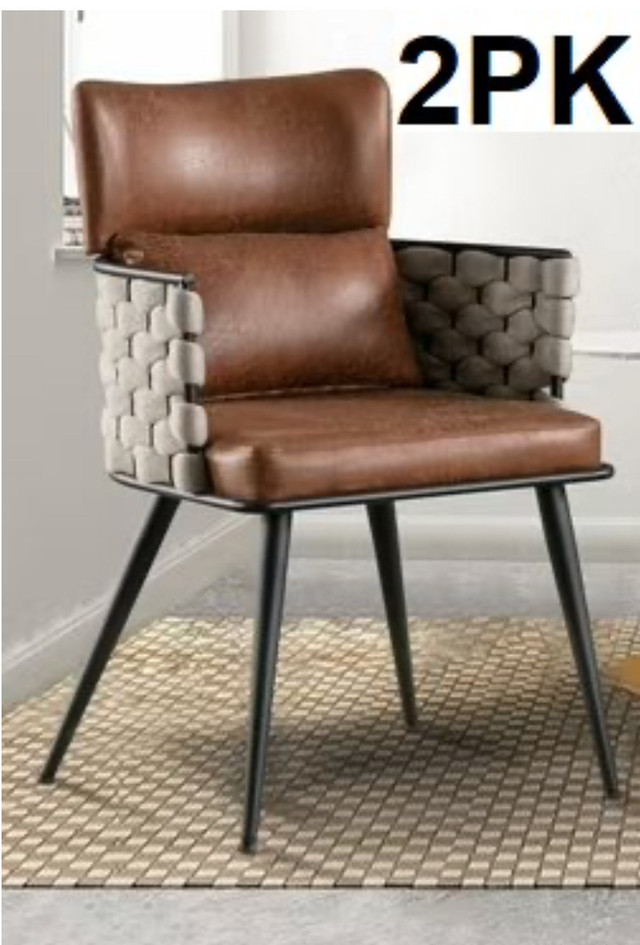 Set of 2 Modern Woven Accent Dining Chairs - photo 2