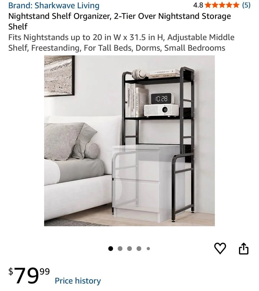 2-Tier Over Nightstand Storage Shelf