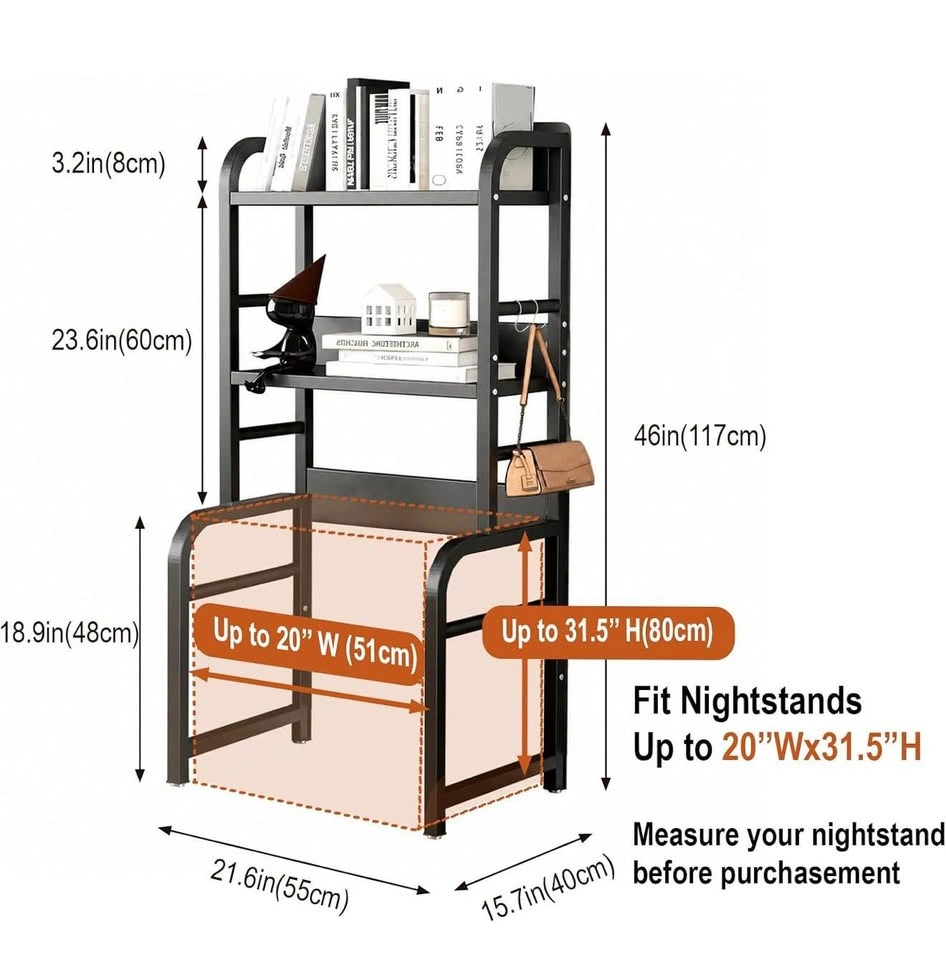 2-Tier Over Nightstand Storage Shelf - photo 2