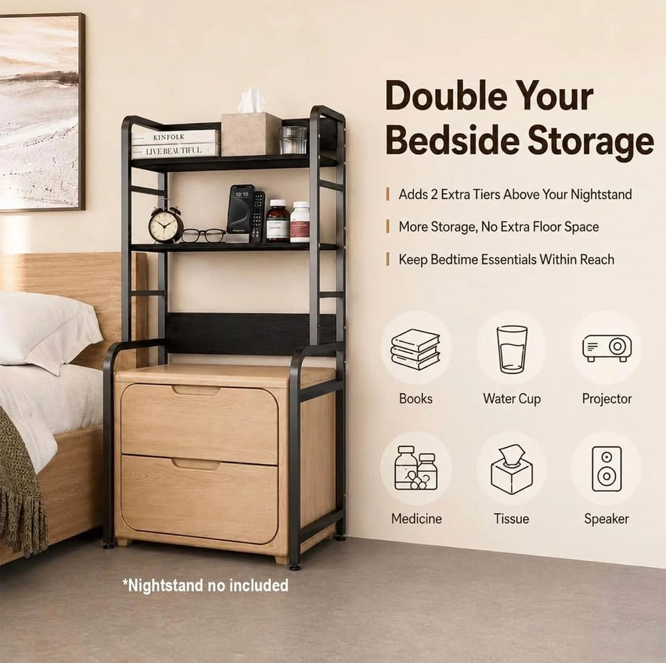 2-Tier Over Nightstand Storage Shelf - photo 3