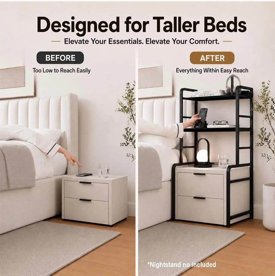 2-Tier Over Nightstand Storage Shelf - photo 4