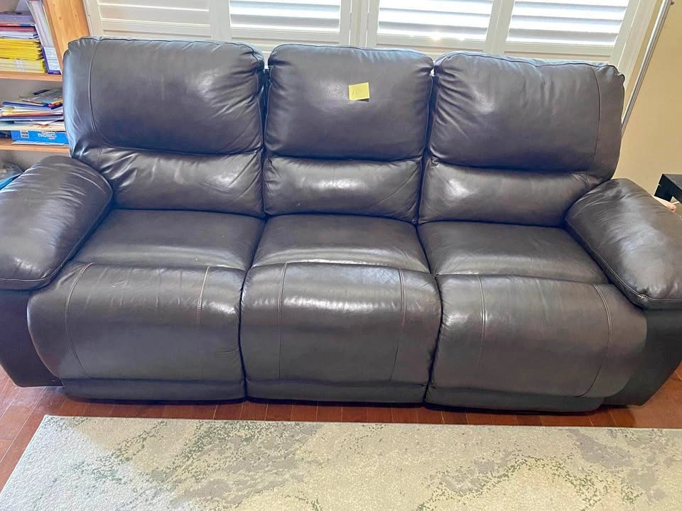 Brown Leather Reclining 3-Seater Sofa