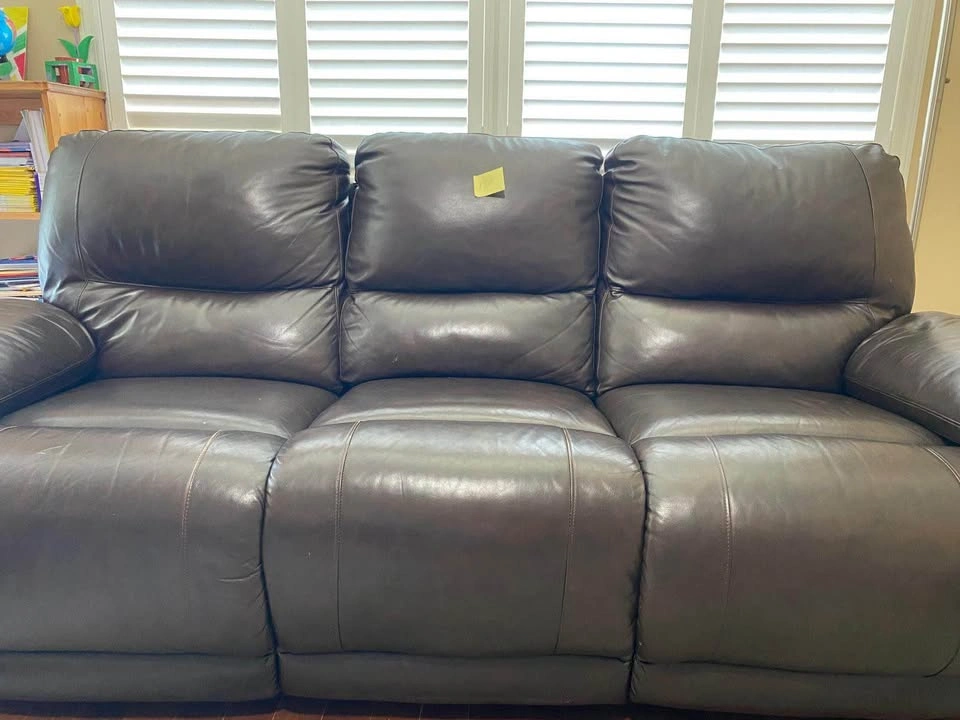 Brown Leather Reclining 3-Seater Sofa - photo 2