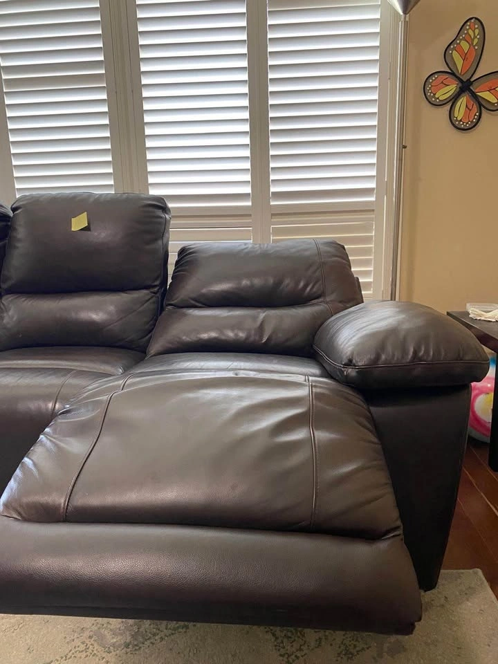 Brown Leather Reclining 3-Seater Sofa - photo 3