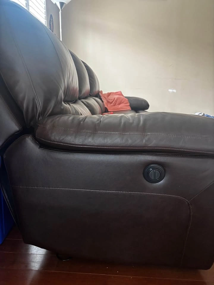 Brown Leather Reclining 3-Seater Sofa - photo 5