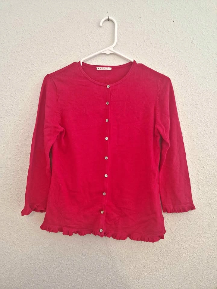 St Bernard Red Ruffle Cardigan