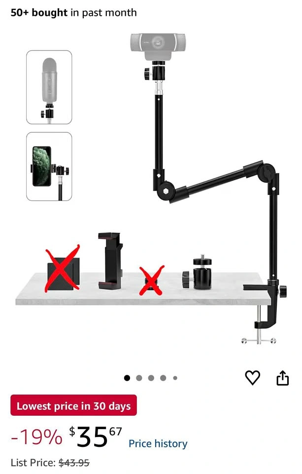 25” Desk Mount Webcam Stand