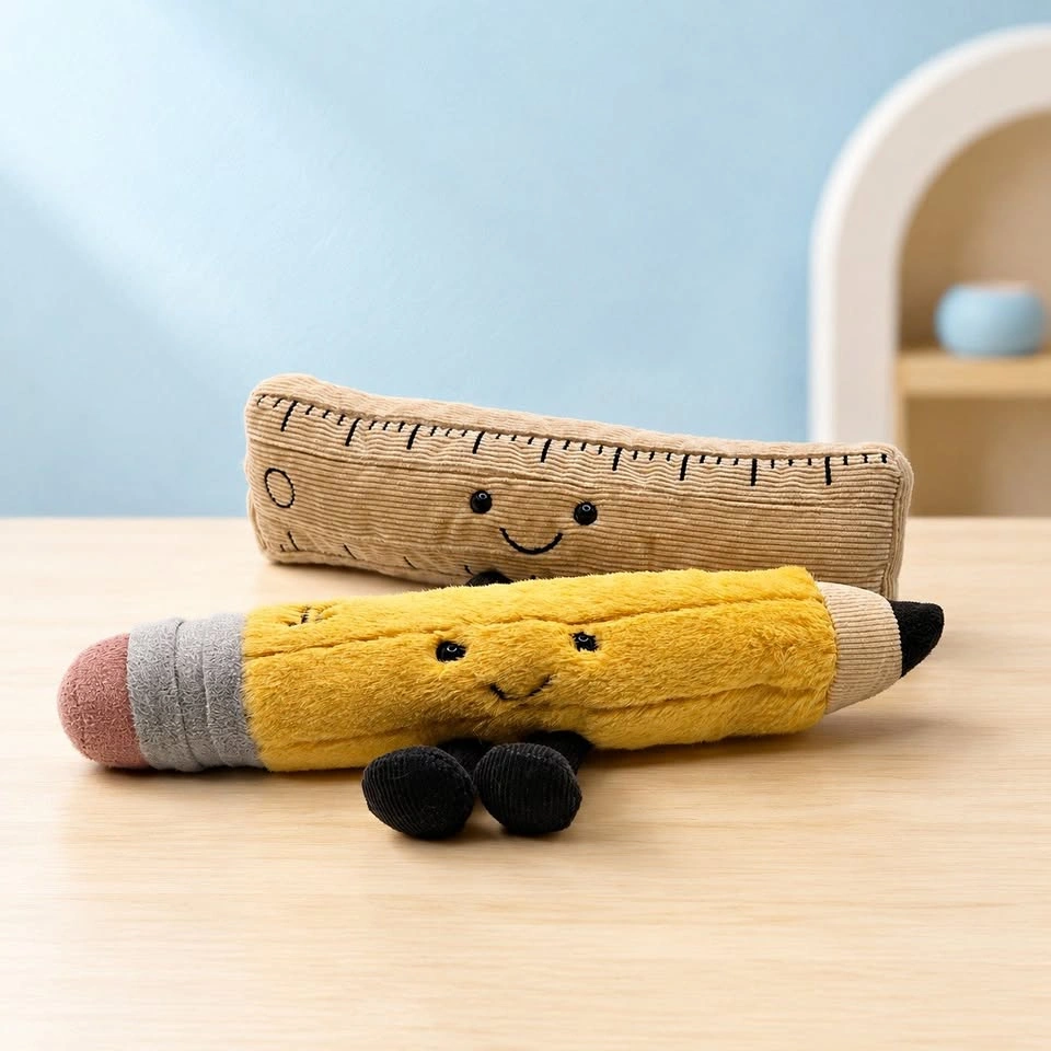 Jellycat Smart Stationery Pencil and Ruler Plush Set BNWT