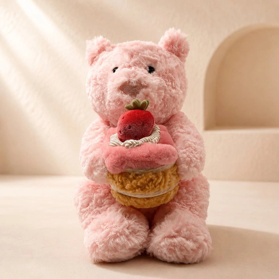 Leola Bear with strawberry cake