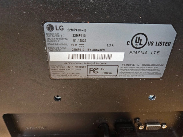 LG 22MP410-B 21.5" Full HD Monitor – $35 Firm - photo 4
