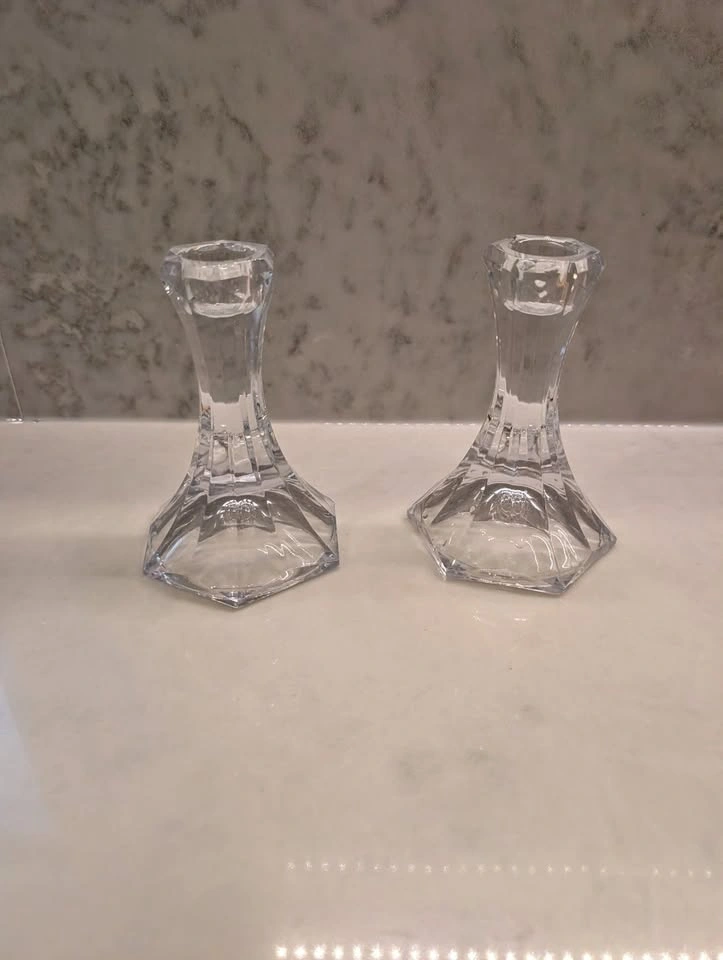 Vintage Villeroy & Boch Lead Crystal Candlestick Holders (Set of