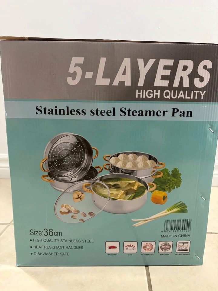 5-Layer Stainless Steel Steamer Pan Set (36cm) - Brand New - photo 2