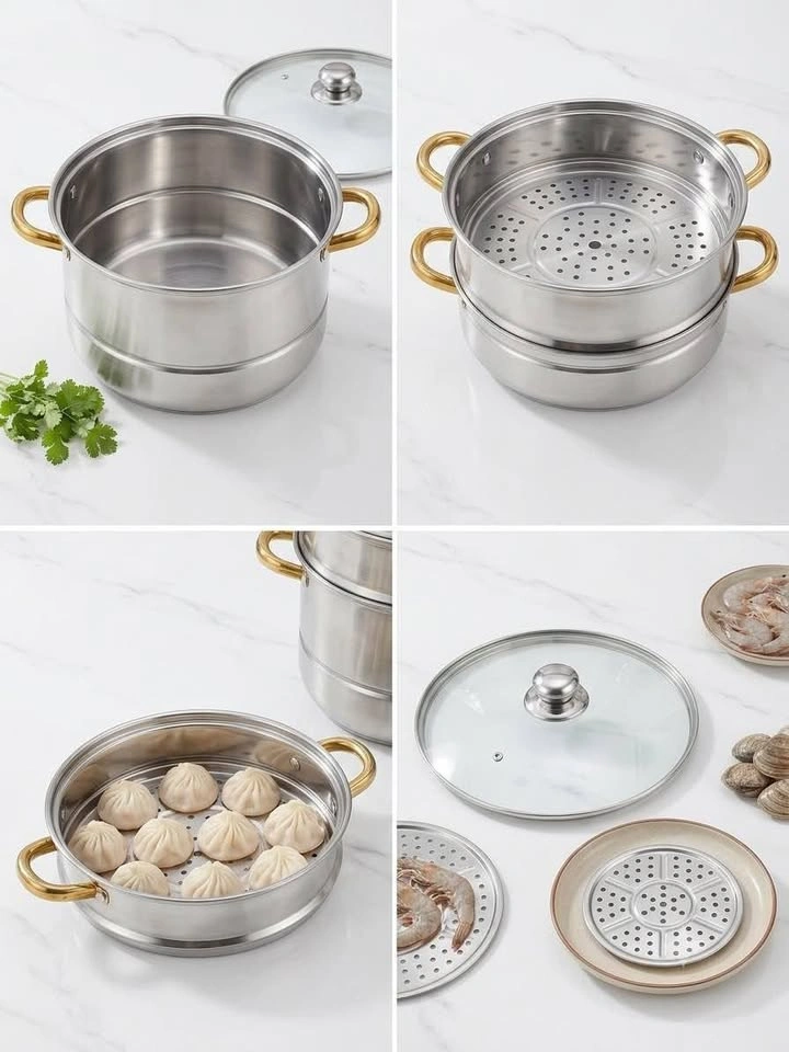 5-Layer Stainless Steel Steamer Pan Set (36cm) - Brand New - photo 5