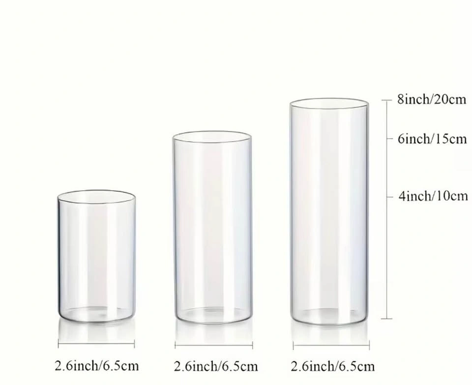 Three piece glass cylinder/ hurricane vase set - photo 2
