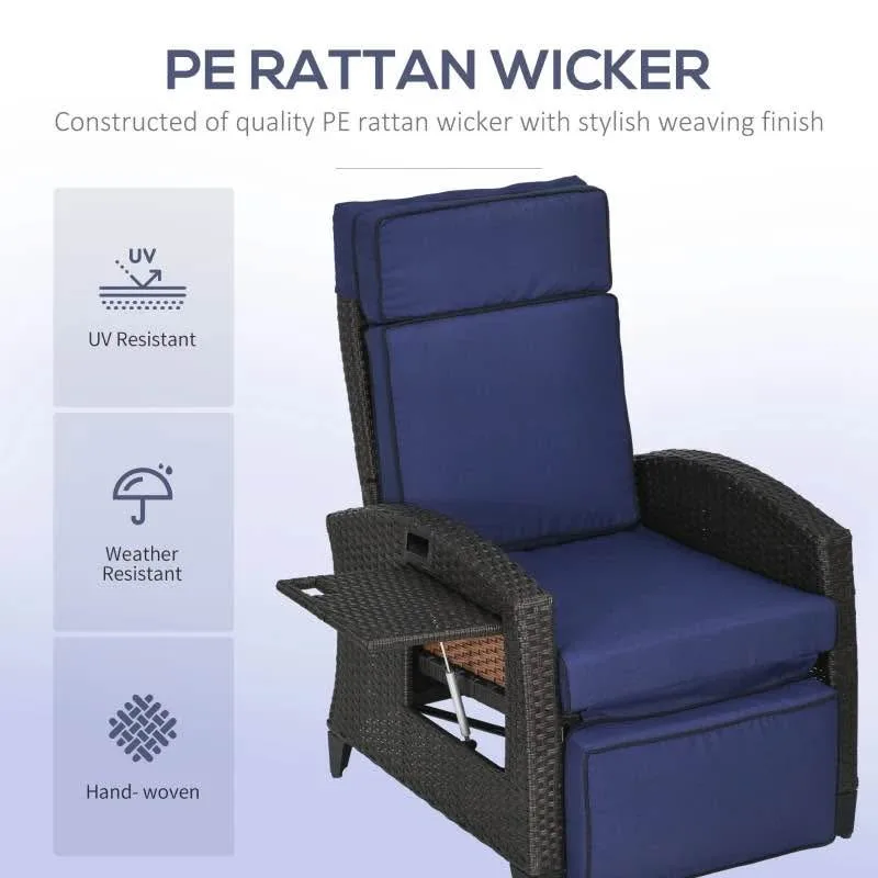 Outdoor Recliner Chair with Adjustable Backrest, Blue image indicator(3)