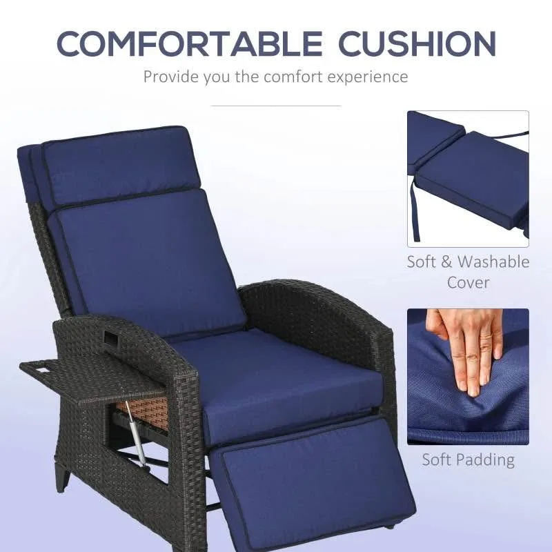 Outdoor Recliner Chair with Adjustable Backrest, Blue image indicator(5)