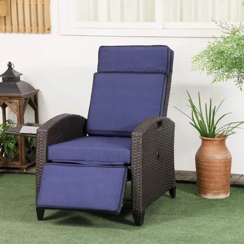 Outdoor Recliner Chair with Adjustable Backrest, Blue image indicator(7)